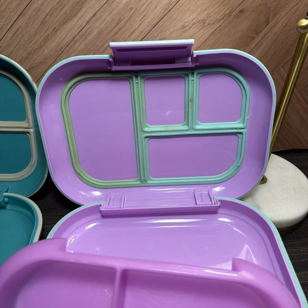 Bentgo Fresh Adults Bento Lunch Box Aqua Purple 2 Pack Leakproof BPA‎ 4 Sections